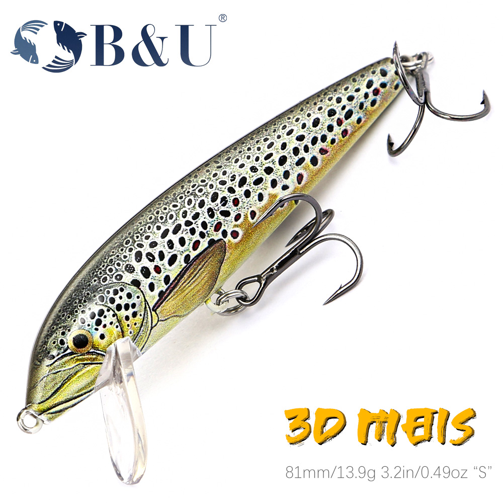 Fishing Lure Swimbait - B&U 80mm Sinking Minnow Wobbling Fishing