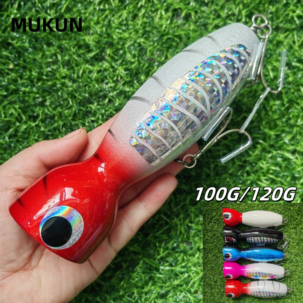 Fishing Lure Popper - MUKUN Popper Lures 110g/120g/16cm Handmade Wooden
