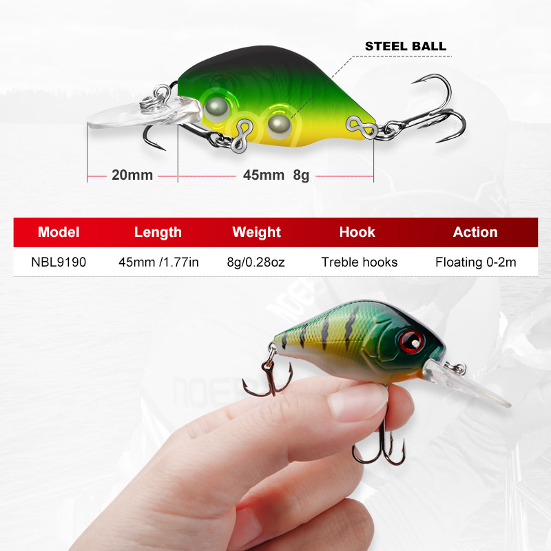 NOEBY 45mm 8g Crankbaits Fishi - Fishing Lure Crankbait recension och pris